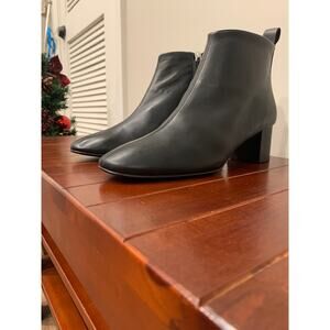 Everlane Day Boot Black Leather Modern Square Toe Zip Ankle 8.5